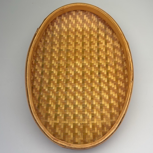 Vintage Woven Bamboo Basket Tray - Picture 2 of 8